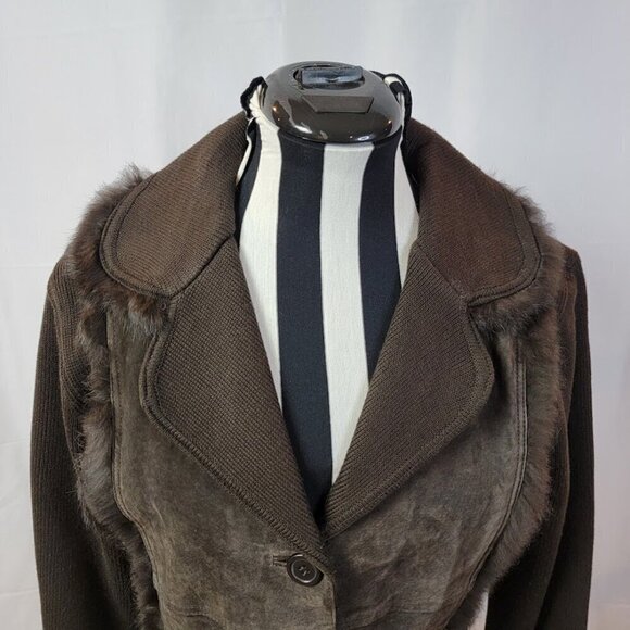 Cynthia Steffe Suede Coat Size M - Suede and Fur Trim - Luxury @ Poshmark Price - Picture 2 of 16